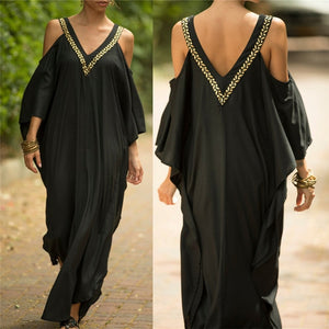 2020 Indie Folk Embroidered Short Sleeve Summer Dress Cotton Tunic Beach Kaftan Women Beachwear Swimsuit Cover Up Robe de plage