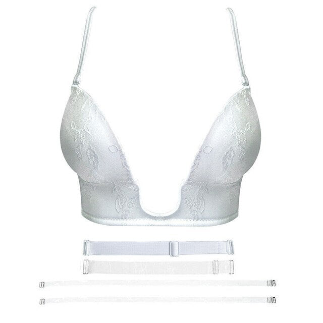 Dropshipping Push up Bra sexy plunge Deep V transparent Adjustable Convertible Straps Sutian 70 75 80 85 90 95 A B C D E