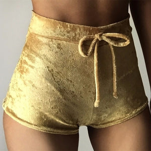 S-XL women velvet drawstring shorts plus size casual high waist 2018 winter sexy skinny booty shorts feminino