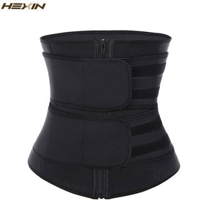 HEXIN Double Belt 100% Latex Waist Trainer Body Shapers Fitness Waist Trainer Zipper Shapewear Slimming Belt Fajas Colombianas