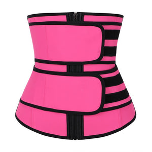 HEXIN Double Belt 100% Latex Waist Trainer Body Shapers Fitness Waist Trainer Zipper Shapewear Slimming Belt Fajas Colombianas