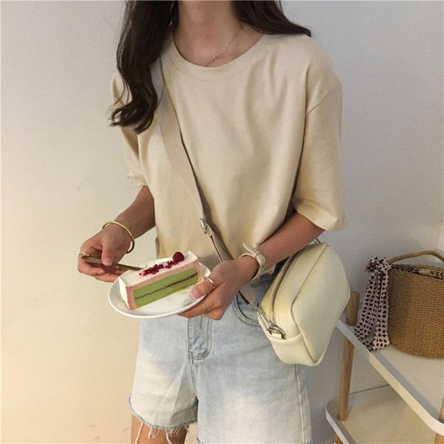 15 Solid Color Cotton T shirt Women S-XL Harajuku White Women's T-shirt Femme O-Neck Korean Summer Top Basic Tshirt Dropshipping