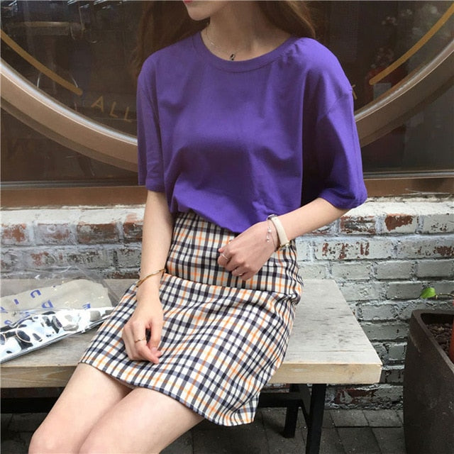 15 Solid Color Cotton T shirt Women S-XL Harajuku White Women's T-shirt Femme O-Neck Korean Summer Top Basic Tshirt Dropshipping