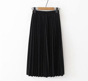 Lizkova Pleated Skirt Women High Waist Plus Size Skirts 2020 Spring Black Elastic Waist Casual Skirt PYQ011