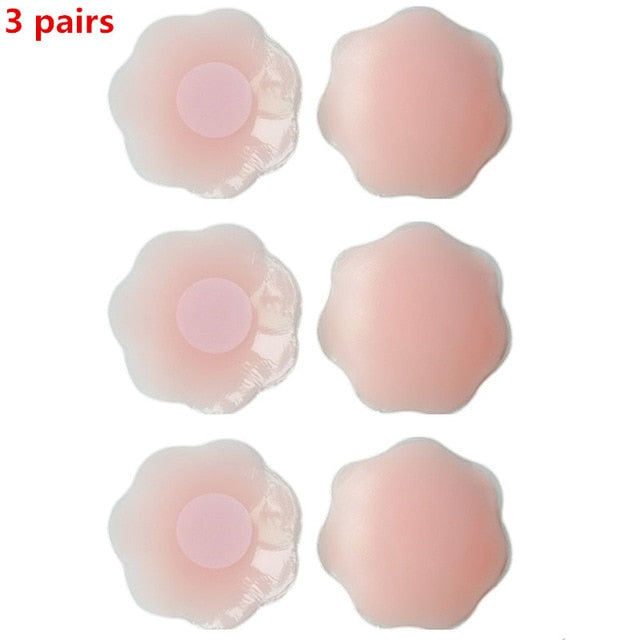 3 Pairs Sexy Strapless Bra Self-Adhesive Silicone Nipple Breast Pasties Cover Reusable Underwear Women Wedding Party Bra Sticker