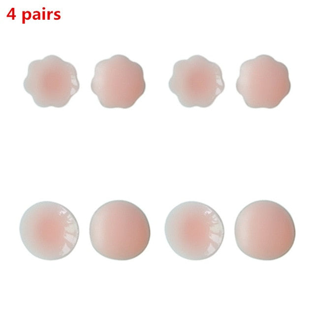 3 Pairs Sexy Strapless Bra Self-Adhesive Silicone Nipple Breast Pasties Cover Reusable Underwear Women Wedding Party Bra Sticker