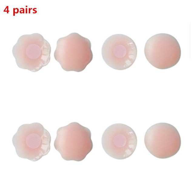 3 Pairs Sexy Strapless Bra Self-Adhesive Silicone Nipple Breast Pasties Cover Reusable Underwear Women Wedding Party Bra Sticker