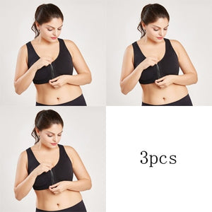 3pcs Push Up Bralette Bras For Women Seamless Bra with Padded Front Zipper Sport Brassiere Wirefree Bralette Fitness Tops