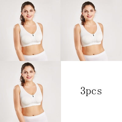 3pcs Push Up Bralette Bras For Women Seamless Bra with Padded Front Zipper Sport Brassiere Wirefree Bralette Fitness Tops