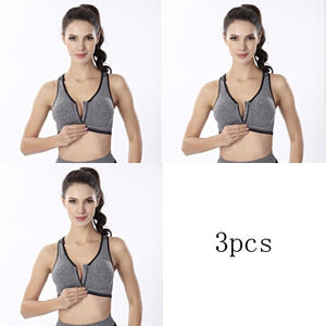 3pcs Push Up Bralette Bras For Women Seamless Bra with Padded Front Zipper Sport Brassiere Wirefree Bralette Fitness Tops