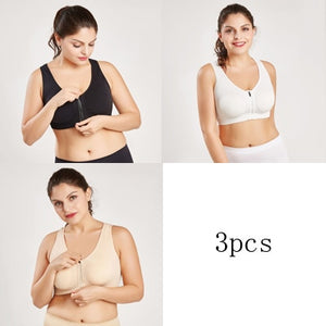 3pcs Push Up Bralette Bras For Women Seamless Bra with Padded Front Zipper Sport Brassiere Wirefree Bralette Fitness Tops