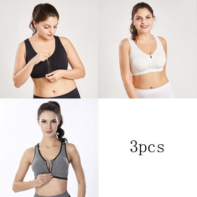 3pcs Push Up Bralette Bras For Women Seamless Bra with Padded Front Zipper Sport Brassiere Wirefree Bralette Fitness Tops