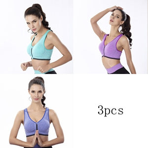 3pcs Push Up Bralette Bras For Women Seamless Bra with Padded Front Zipper Sport Brassiere Wirefree Bralette Fitness Tops