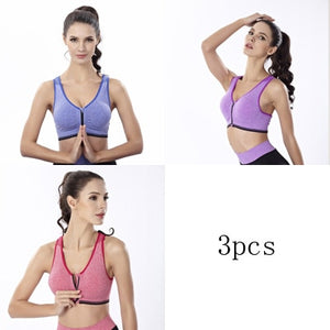 3pcs Push Up Bralette Bras For Women Seamless Bra with Padded Front Zipper Sport Brassiere Wirefree Bralette Fitness Tops