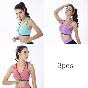 3pcs Push Up Bralette Bras For Women Seamless Bra with Padded Front Zipper Sport Brassiere Wirefree Bralette Fitness Tops