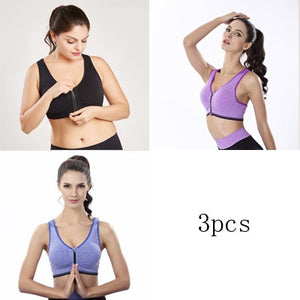 3pcs Push Up Bralette Bras For Women Seamless Bra with Padded Front Zipper Sport Brassiere Wirefree Bralette Fitness Tops