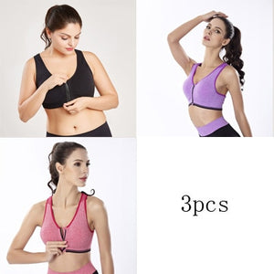 3pcs Push Up Bralette Bras For Women Seamless Bra with Padded Front Zipper Sport Brassiere Wirefree Bralette Fitness Tops