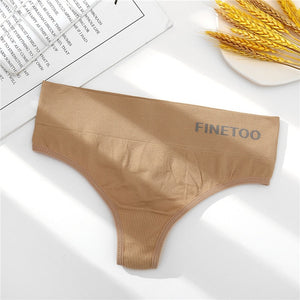 FINETOO Letter Women Shaper Thong Panty High Waist Tummy Control Panties Slimming Underwear Shaping Briefs Butt Lifter Shapewear