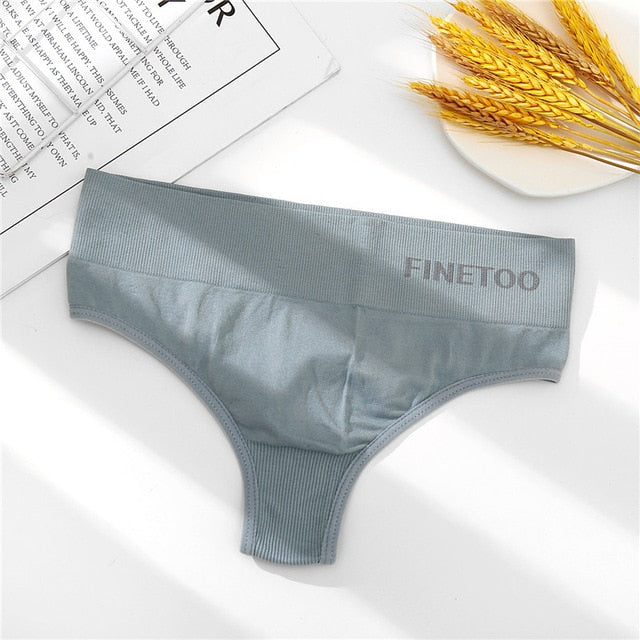 FINETOO Letter Women Shaper Thong Panty High Waist Tummy Control Panties Slimming Underwear Shaping Briefs Butt Lifter Shapewear