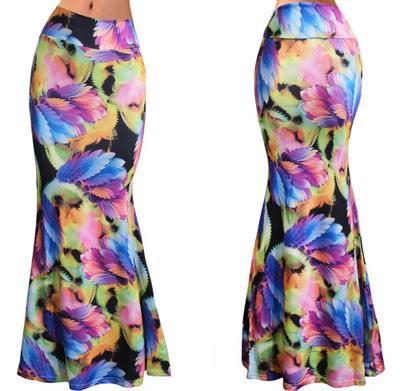 S-3XL Spring Elastic High-waist Long Pencil Skirt For Women 2020 Printed Pencil Maxi Skirt Faldas Largas Mujer Para Fiesta