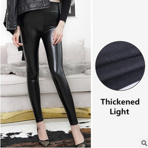 Everbellus High Waist Leather Leggings for Women Black Light&Matt Thin&Thick Femme Fitness PU Leggings Sexy Push Up Slim Pants