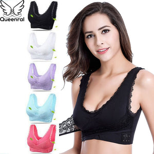 Queenral Sexy Women Bra Push Up Bralette Lingerie Underwear Brassiere Front Closure Bras For Women Big Size Sleep Bra Femme BH