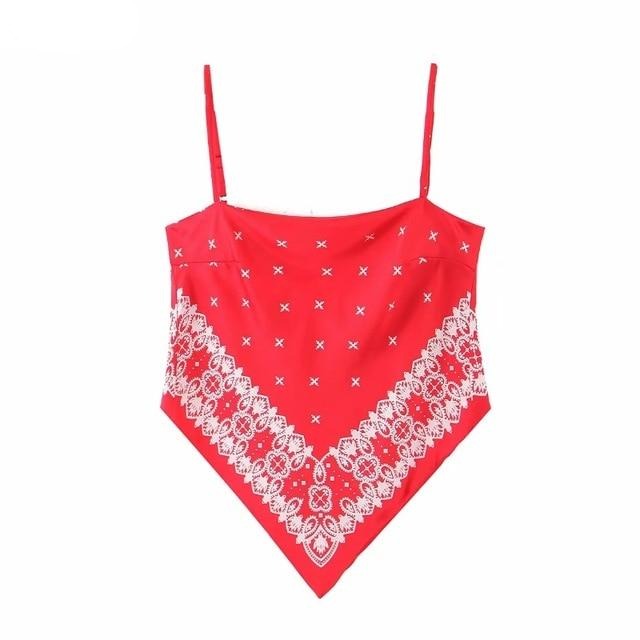 2019 New Women vintage paisley print spaghetti strap sexy chic camis tank ladies summer backless bowknot sling tops LS3866