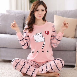 Sleepwear 7 Pieces Pyjama Set 2019 Women Autumn Winter Sexy Pajamas Sets Sleep Suits Soft Sweet Cute Nightwear Gift Home Clothes