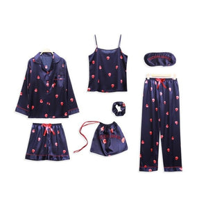 Sleepwear 7 Pieces Pyjama Set 2019 Women Autumn Winter Sexy Pajamas Sets Sleep Suits Soft Sweet Cute Nightwear Gift Home Clothes