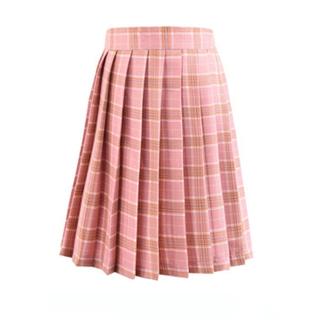 2019 Women Summer high waist pleated plaid skirt Female Anime Short Skirts plisowana spodnica saia curta jupe plissee femme