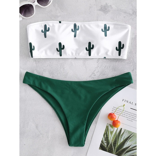 Bikinx Bandeau swimwear women push up swimsuit female Cactus Print micro bikini 2020 sexy bathing suit beach bathers Biquini new