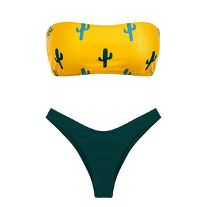 Bikinx Bandeau swimwear women push up swimsuit female Cactus Print micro bikini 2020 sexy bathing suit beach bathers Biquini new