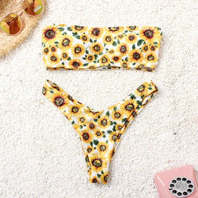 Bikinx Bandeau swimwear women push up swimsuit female Cactus Print micro bikini 2020 sexy bathing suit beach bathers Biquini new