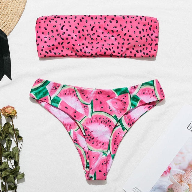 Bikinx Bandeau swimwear women push up swimsuit female Cactus Print micro bikini 2020 sexy bathing suit beach bathers Biquini new