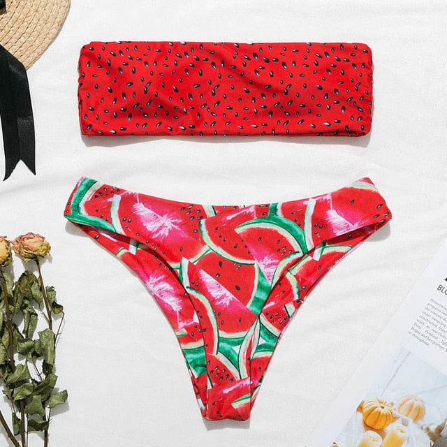 Bikinx Bandeau swimwear women push up swimsuit female Cactus Print micro bikini 2020 sexy bathing suit beach bathers Biquini new