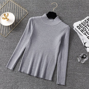 Bonjean Knitted Jumper Autumn Winter Tops Turtleneck Pullovers Casual Sweaters Women Shirt Long Sleeve Short Slim Sweater Girls