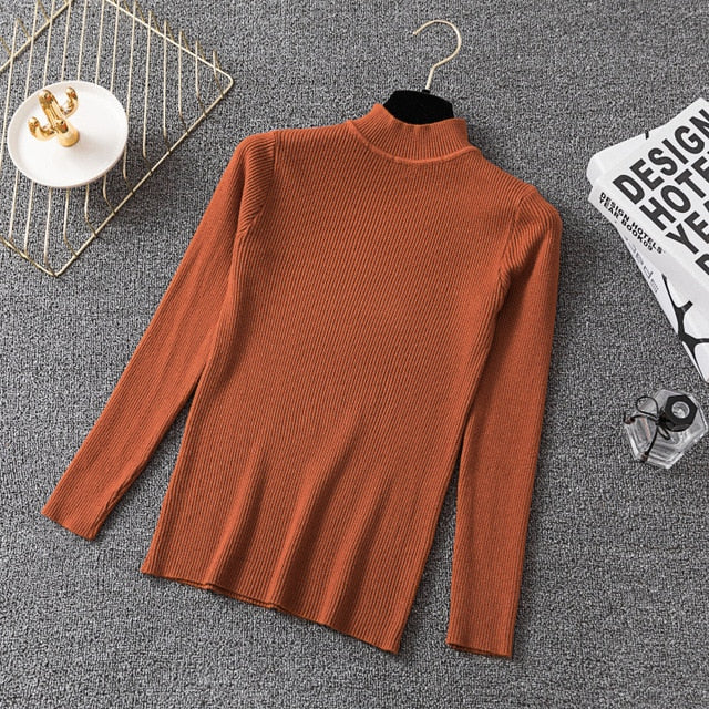 Bonjean Knitted Jumper Autumn Winter Tops Turtleneck Pullovers Casual Sweaters Women Shirt Long Sleeve Short Slim Sweater Girls