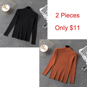 Bonjean Knitted Jumper Autumn Winter Tops Turtleneck Pullovers Casual Sweaters Women Shirt Long Sleeve Short Slim Sweater Girls