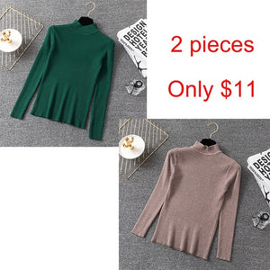 Bonjean Knitted Jumper Autumn Winter Tops Turtleneck Pullovers Casual Sweaters Women Shirt Long Sleeve Short Slim Sweater Girls