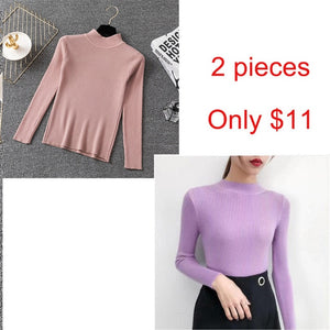 Bonjean Knitted Jumper Autumn Winter Tops Turtleneck Pullovers Casual Sweaters Women Shirt Long Sleeve Short Slim Sweater Girls