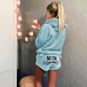 JULY'S SONG Women Pajama Sets 2019 Autumn Winter Flannel Cartoon Warm Pyjamas Animal Sleepwear Cat Female Pajama Women Homewear