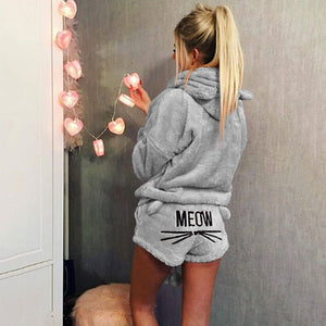 JULY'S SONG Women Pajama Sets 2019 Autumn Winter Flannel Cartoon Warm Pyjamas Animal Sleepwear Cat Female Pajama Women Homewear