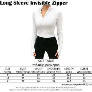 Rapwriter Casual Turtleneck Middle Zipper Knitted Ribbed Elastic White T-Shirt Girl harajuku Autumn Long Sleeve Stretch Crop Top