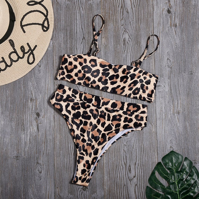 Solid High Waist Bikini Set Sexy Leopard Bikinis Women Snake Print Bathing SuitSwimsuit  2020 New Swimwear Summer Beachwear