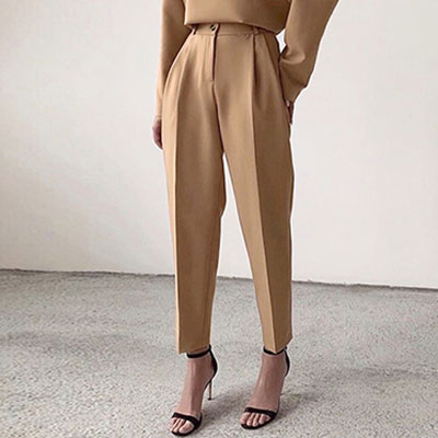 OOTN Casual High Waist Khaki Pants Women Summer Spring Brown Ladies Office Trousers Zipper Pocket Solid Female Pencil Pants 2020