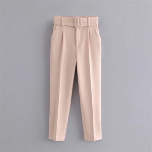 Women elegant black pants sashes pockets zipper fly solid ladies streetwear 2020 casual chic trousers pantalones 9 colors