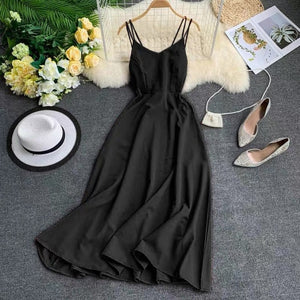 Marwin New-Coming Spring Summer Holiday Dress Cross Spaghetti Strap Open Back Solid Beach Style Ankle-Length Women Dresses