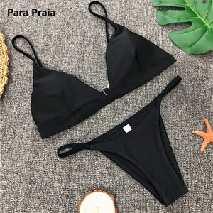 9 Colors Solid Bikini Set 2019 Sexy Push Up Swimwear Women Brazilian Swimsuit Low Waist Biquini Halter Two Pieces Bathing Suit