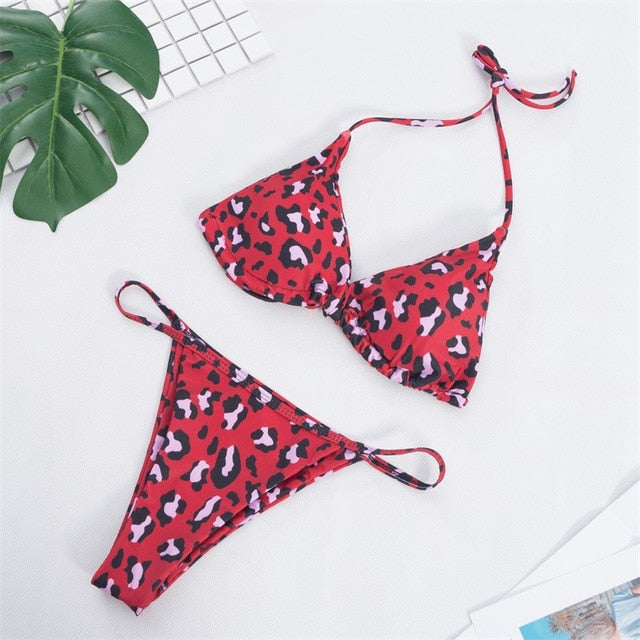 9 Colors Solid Bikini Set 2019 Sexy Push Up Swimwear Women Brazilian Swimsuit Low Waist Biquini Halter Two Pieces Bathing Suit