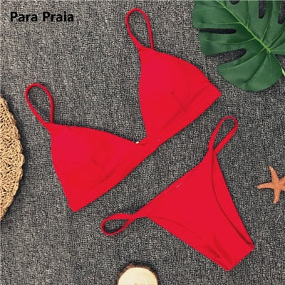 9 Colors Solid Bikini Set 2019 Sexy Push Up Swimwear Women Brazilian Swimsuit Low Waist Biquini Halter Two Pieces Bathing Suit